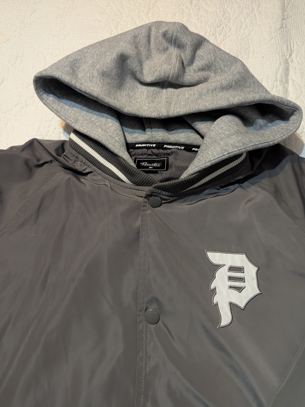Primitive Men's Gray Hooded Varsity Jacket